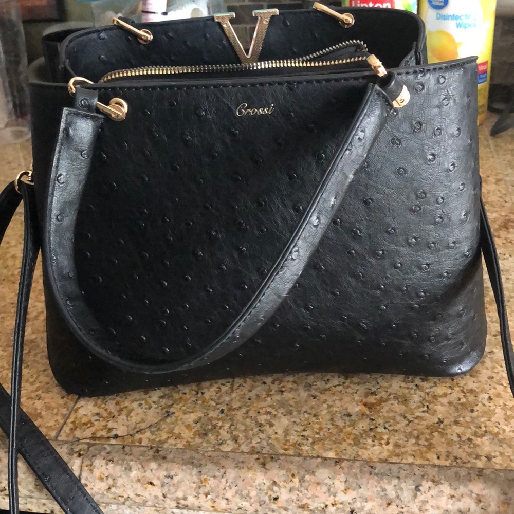 Grossi black leather purse/shoulder bag